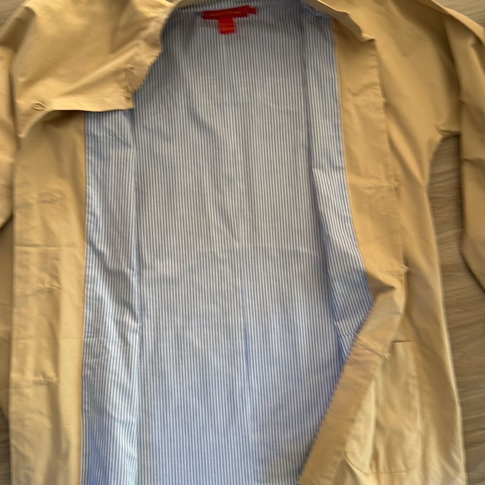 Shanghai Tang tan with blue and white liner 100% cotton Jacket - Picture 5 of 8